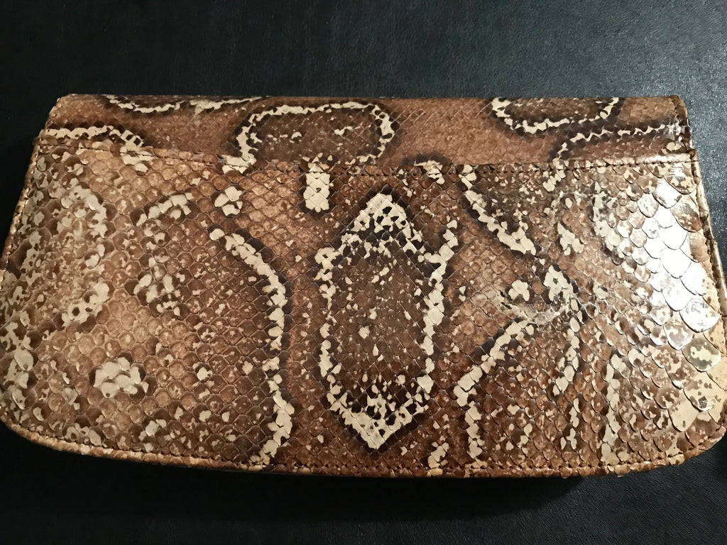 STUNNING 1960 s Cuero Vaca BOA Snake Skin CLUTCH Ethel Lee Vintage Art ELVA