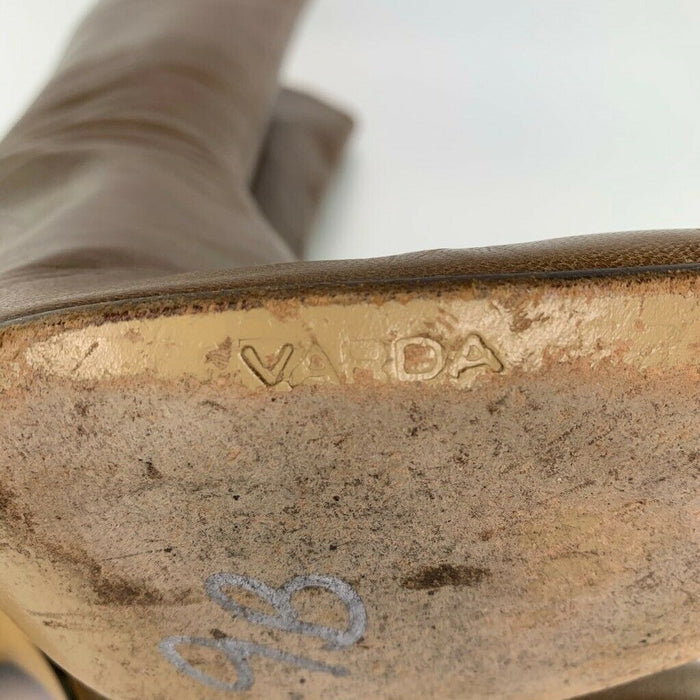 Varda Womens Knee High Dress Boots Brown Leather Side Zip High Heel Italy  Size: 7