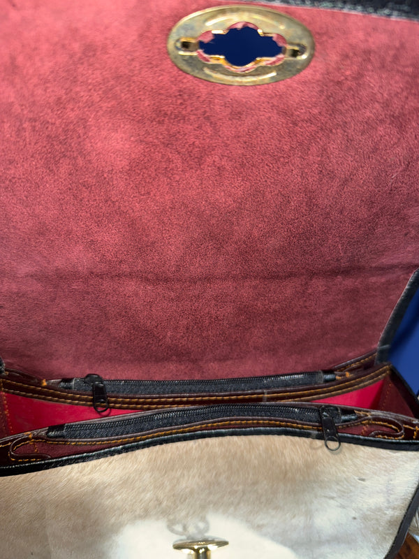 Vintage Calf Hair Saddle Handbag
