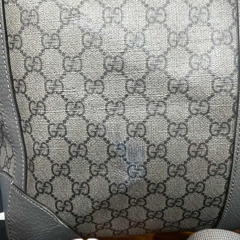 Gucci Ophidia Duffle Bag GG Supreme / Grey Coated Canvas Large with COA
