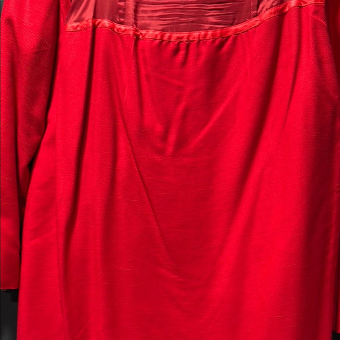 Christian Dior Suit Set Skirt Blazer Jacket 2 Piece 100% Wool Red Gold Size 10