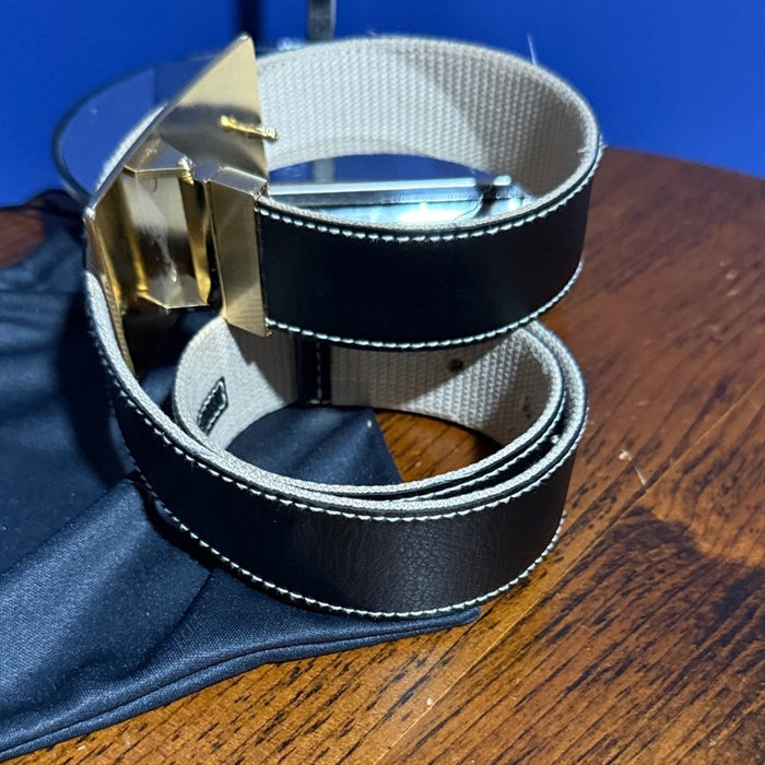 Michael Kors Black Belt with Gold Plaque