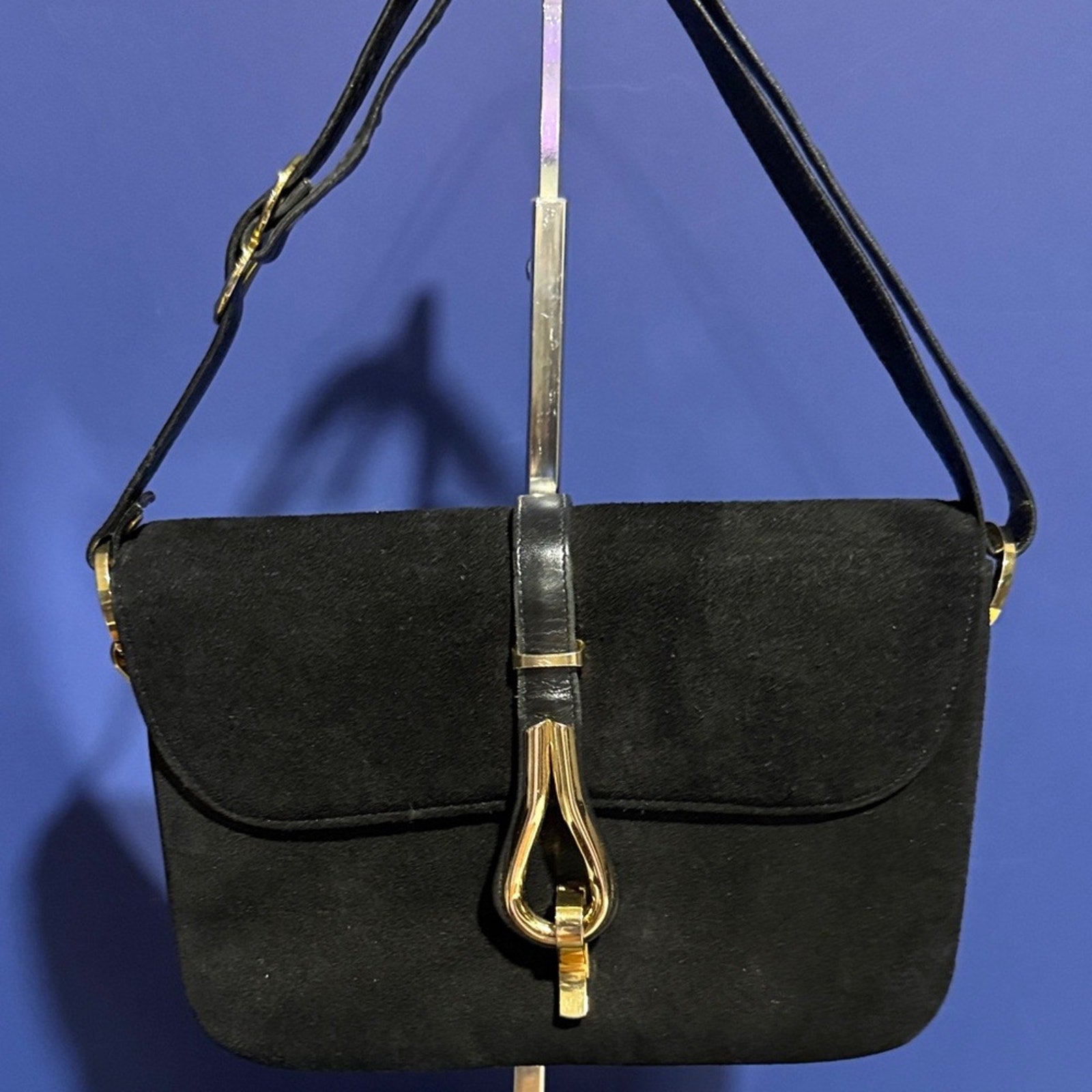 ROBERT BESTIEN VINTAGE 1970’s BLACK LEATHER  & SEUDE  HANDBAG