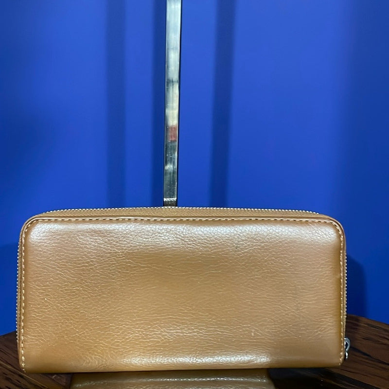 Michael Kors Authentic Leather Wallet In Cognac