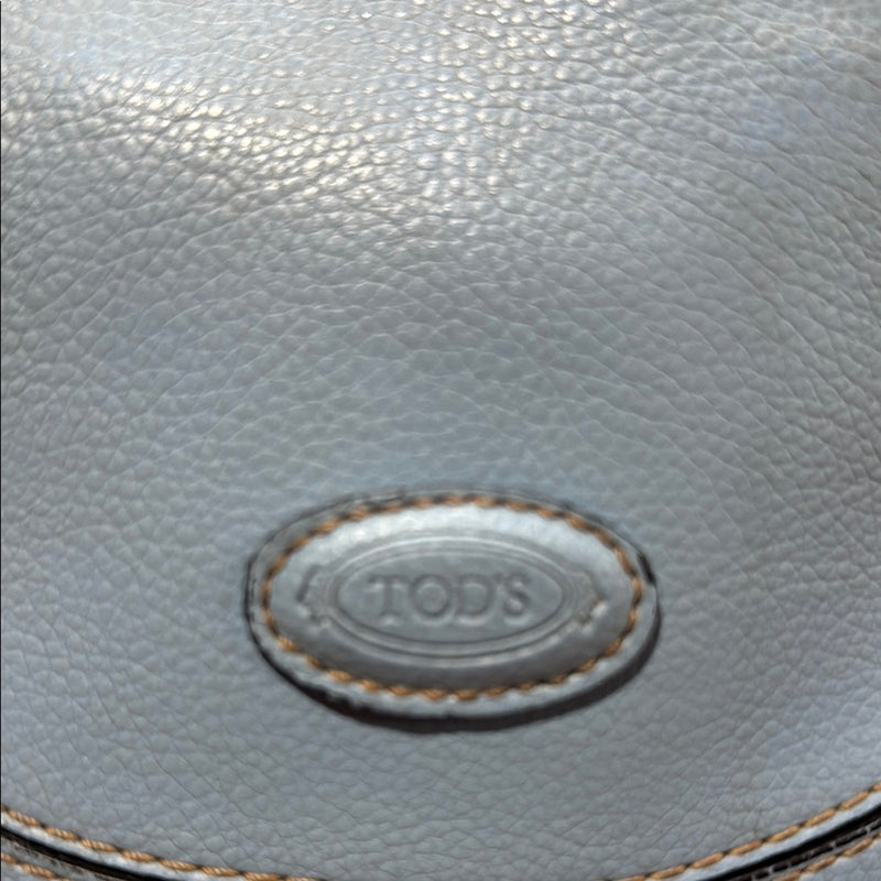 Tod's Blue Leather Shoulder Bag with Curved Flap