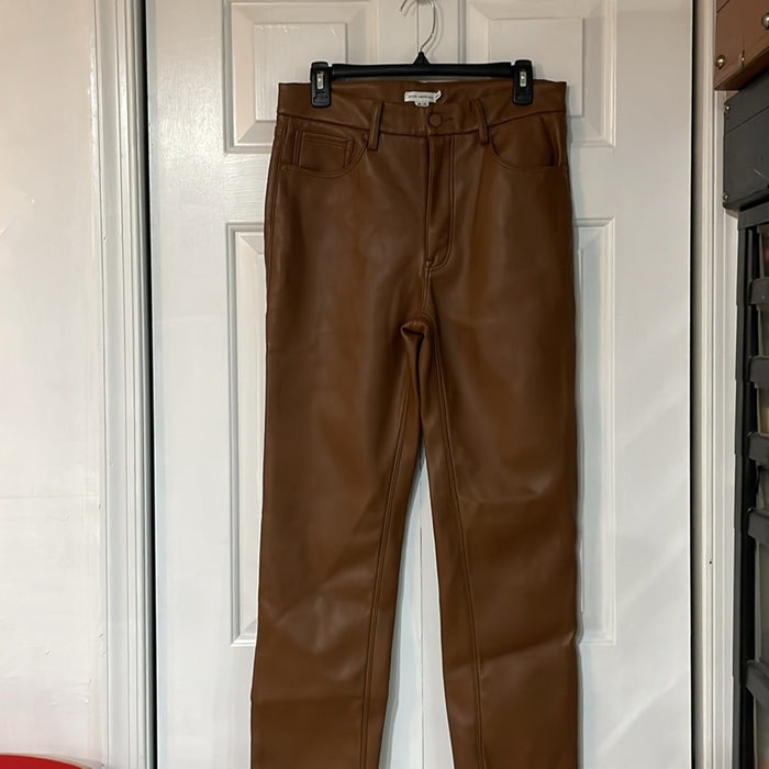 Good American Better Than Leather Faux Leather Good Icon Pants Burnt Caramel 12