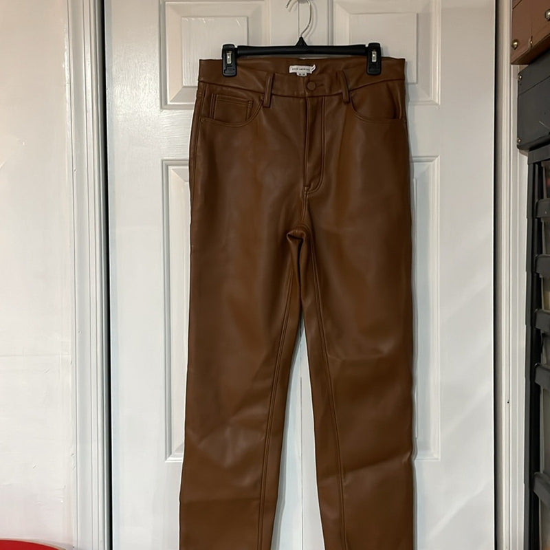 Good American Better Than Leather Faux Leather Good Icon Pants Burnt Caramel 12