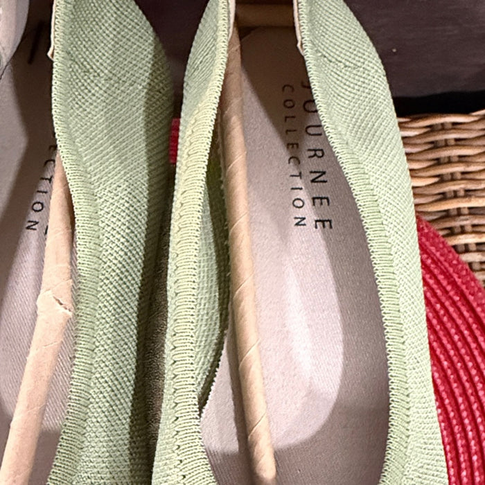 Journee Collection Light Sage Knit Slip-On Flats
