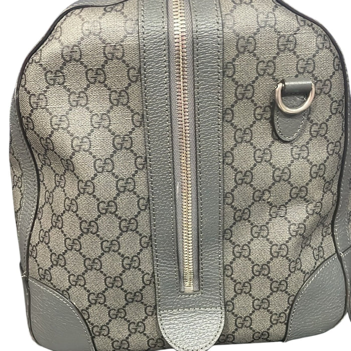 Gucci Ophidia Duffle Bag GG Supreme / Grey Coated Canvas Large with COA