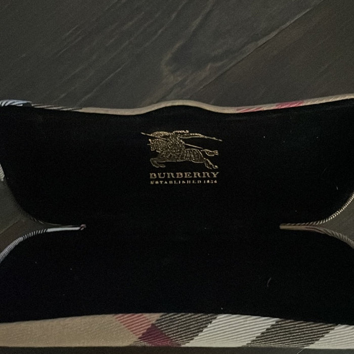 Burberry Eyeglasses Sunglasses Hard Case Plaid Clamshell Fabric Italy Au…