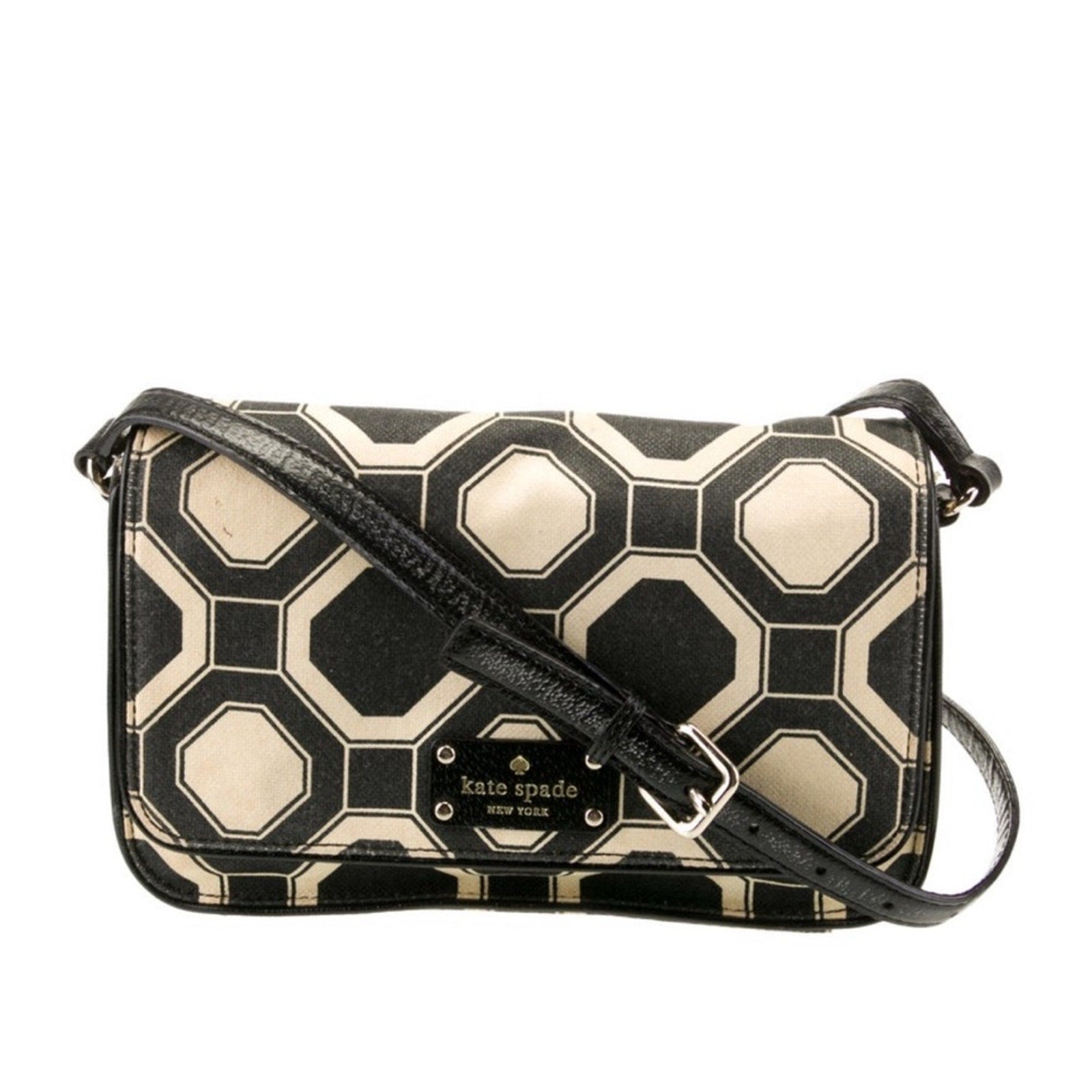Kate Spade New York Black And White Canvas And Leather Handbag