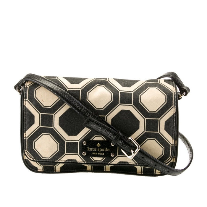 Kate Spade New York Black And White Canvas And Leather Handbag