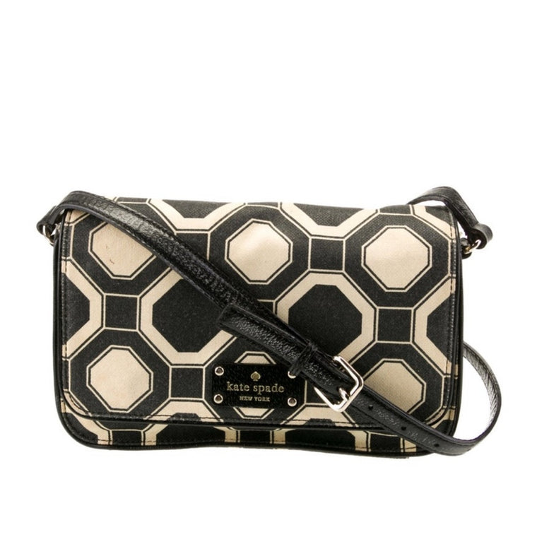 Kate Spade New York Black And White Canvas And Leather Handbag
