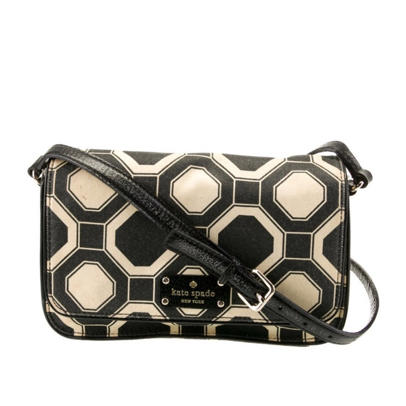 Kate Spade New York Black And White Canvas And Leather Handbag