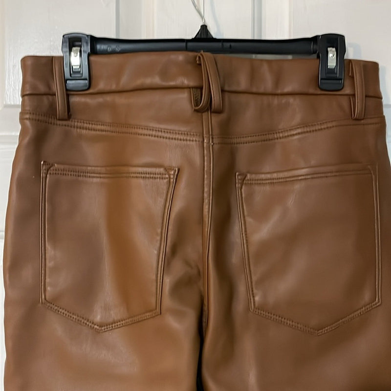 Good American Better Than Leather Faux Leather Good Icon Pants Burnt Caramel 12