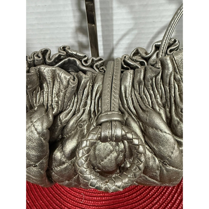 BCBG MAXAZRIA   Silver Leather Chain Handbag