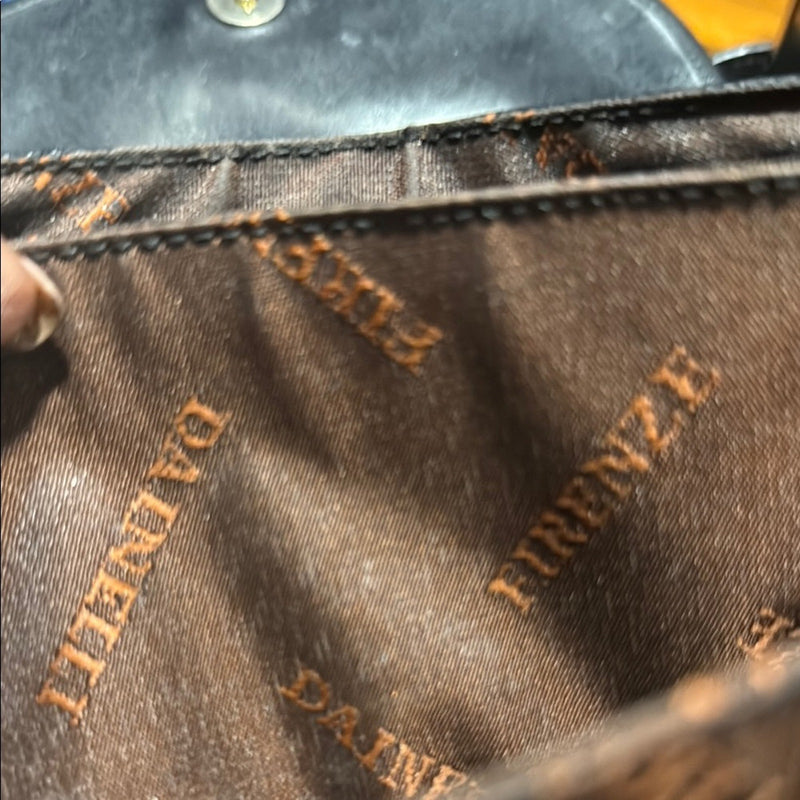 DAINELLI  VINTAGE Black  Leather Crossbody Bag - Made in Italy
