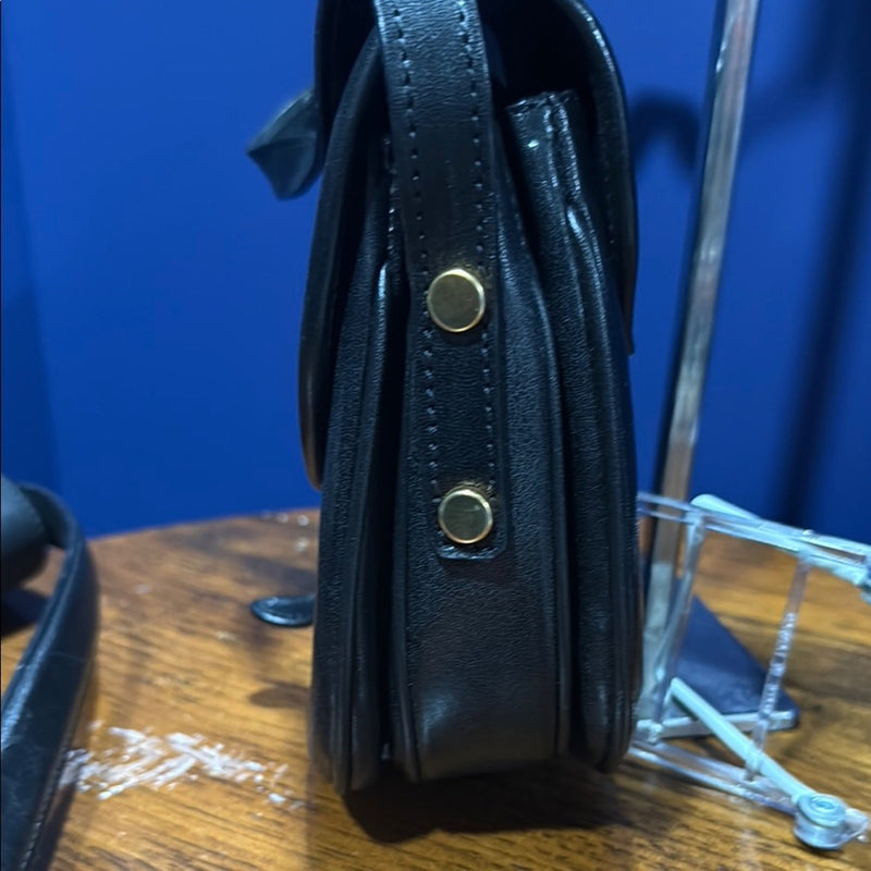 DAINELLI  VINTAGE Black  Leather Crossbody Bag - Made in Italy