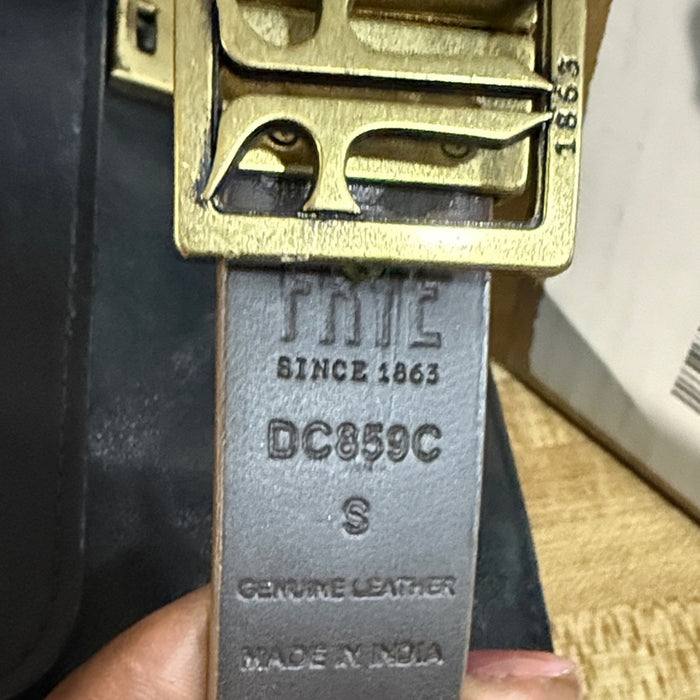 FRYE Metal LOGO Buckle Brown Leather Reversible Belt Women’s DC859C Small