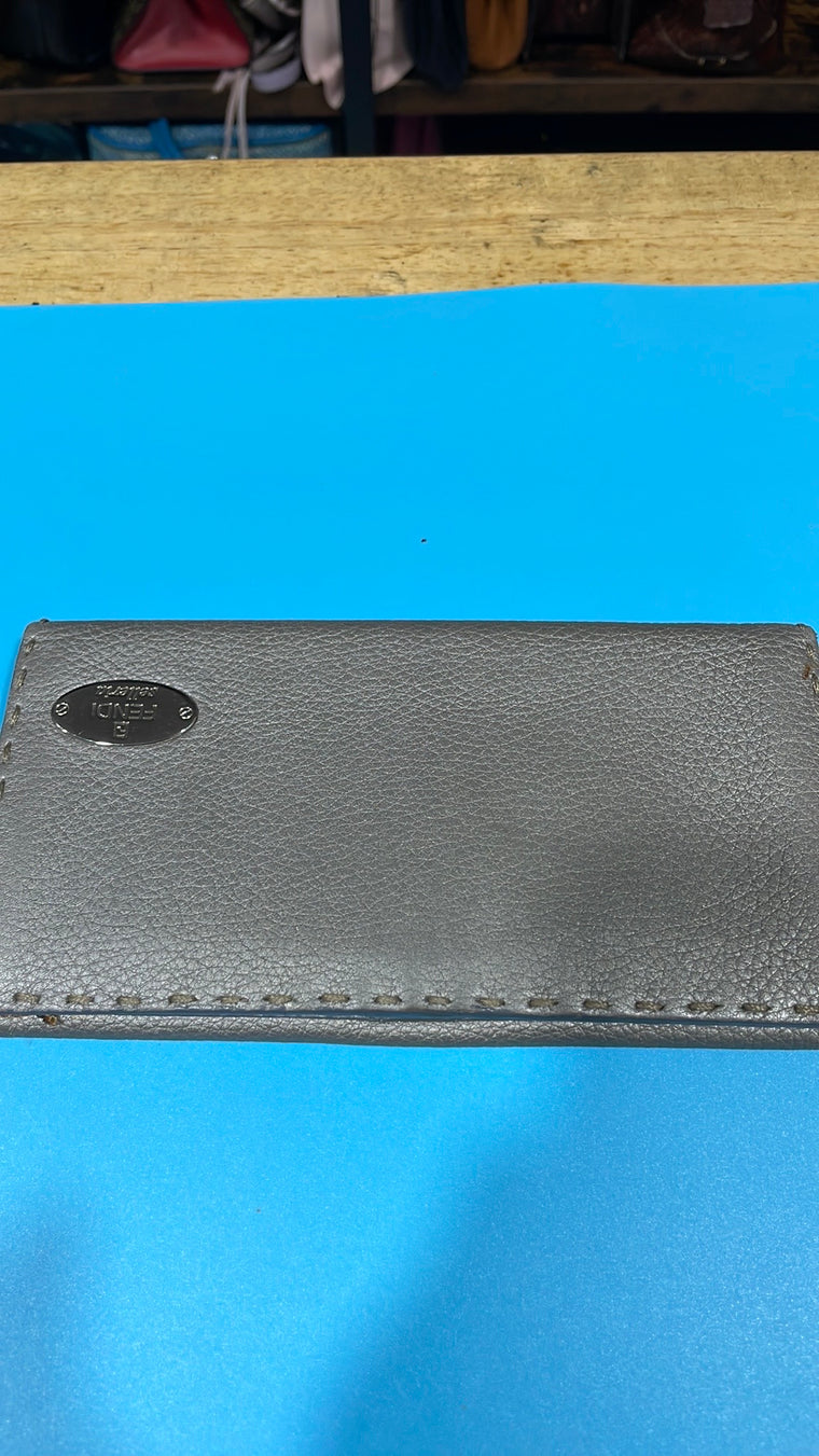 FENDI  Selleria Roman Leather Double Snap Bifold Long Wallet