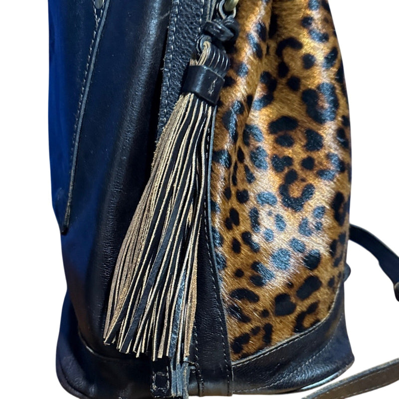 Patricia Nash Melrose Drawstring with Floret Key Fob Leopard Haircalf