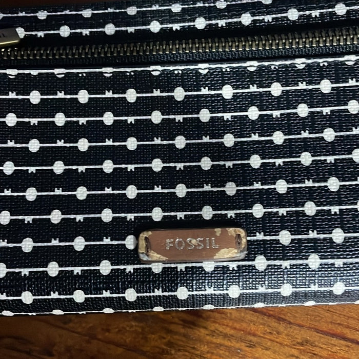 FOSSIL Logan RFID Zip Around Clutch Black Stripe Buy bags