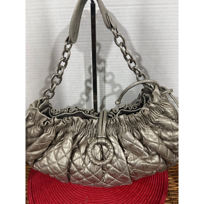 BCBG MAXAZRIA   Silver Leather Chain Handbag