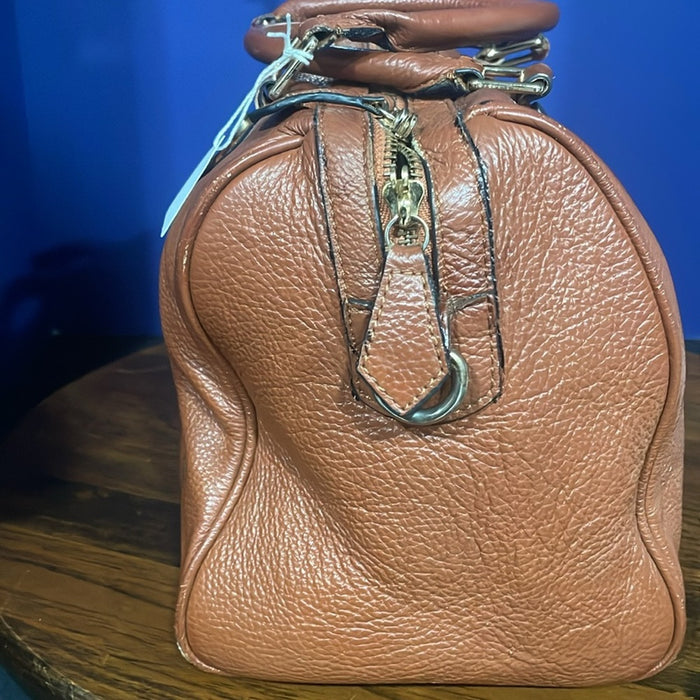 MIU MIU BROWN LEATHER BOSTON BAG