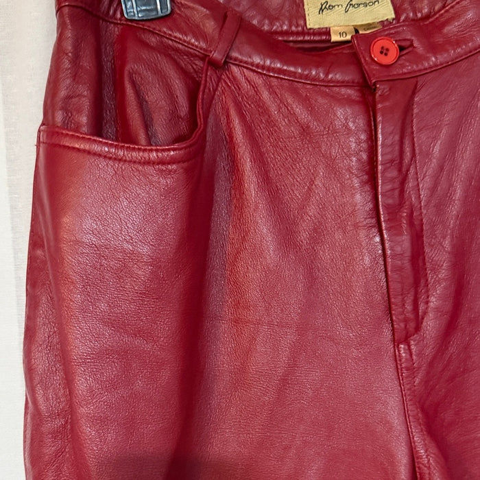 Rem Garson Red Leather Pants