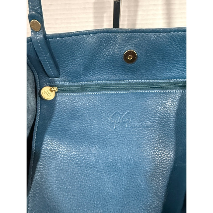 GiGi New York Peacock Blue Leather Tote Bag - Women's Carryall