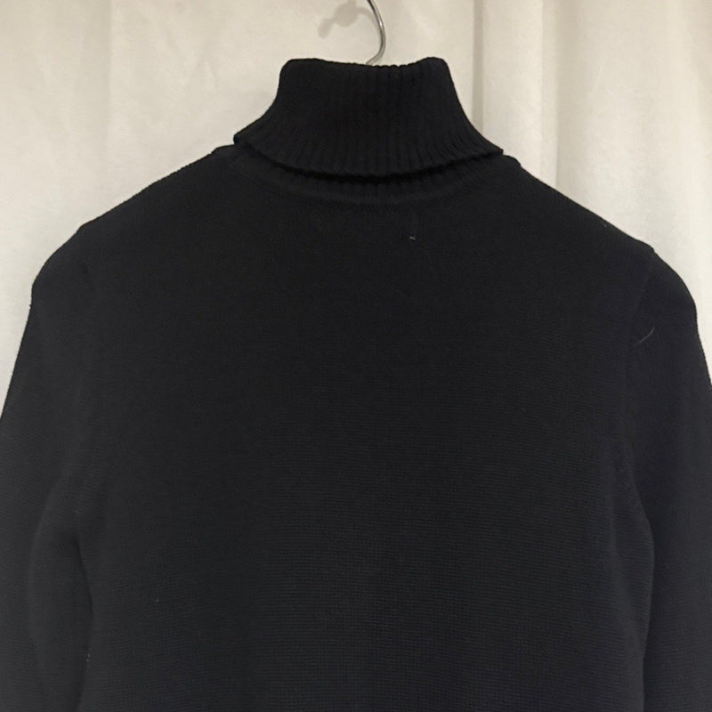 KAREN SCOTT Womens Black Ribbed Color Block Long Sleeve Turtle Neck Sweater