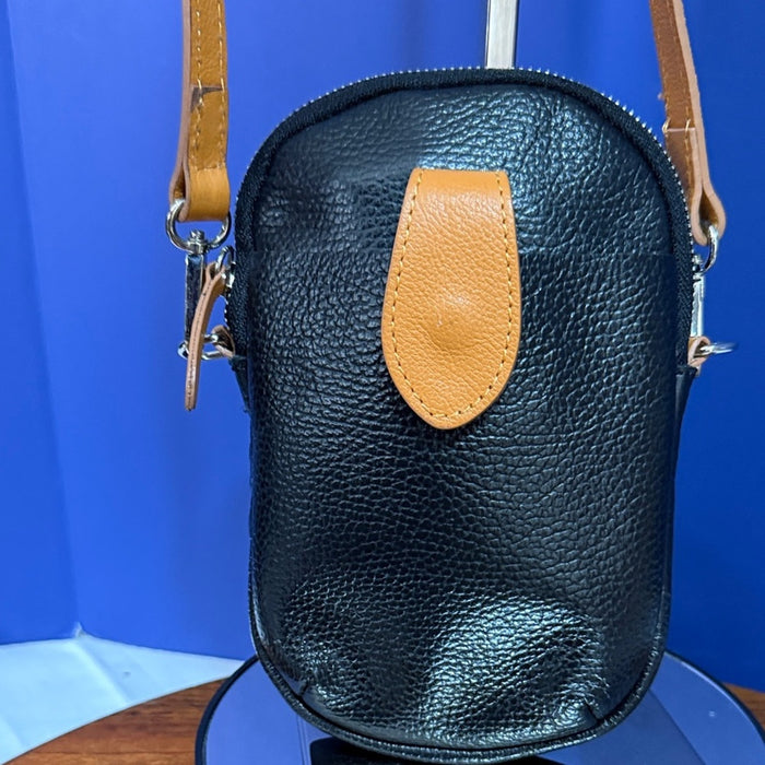 Divina Firenze Crossbody Bag Womens Black Brown Leather Adjustable Strap Italy