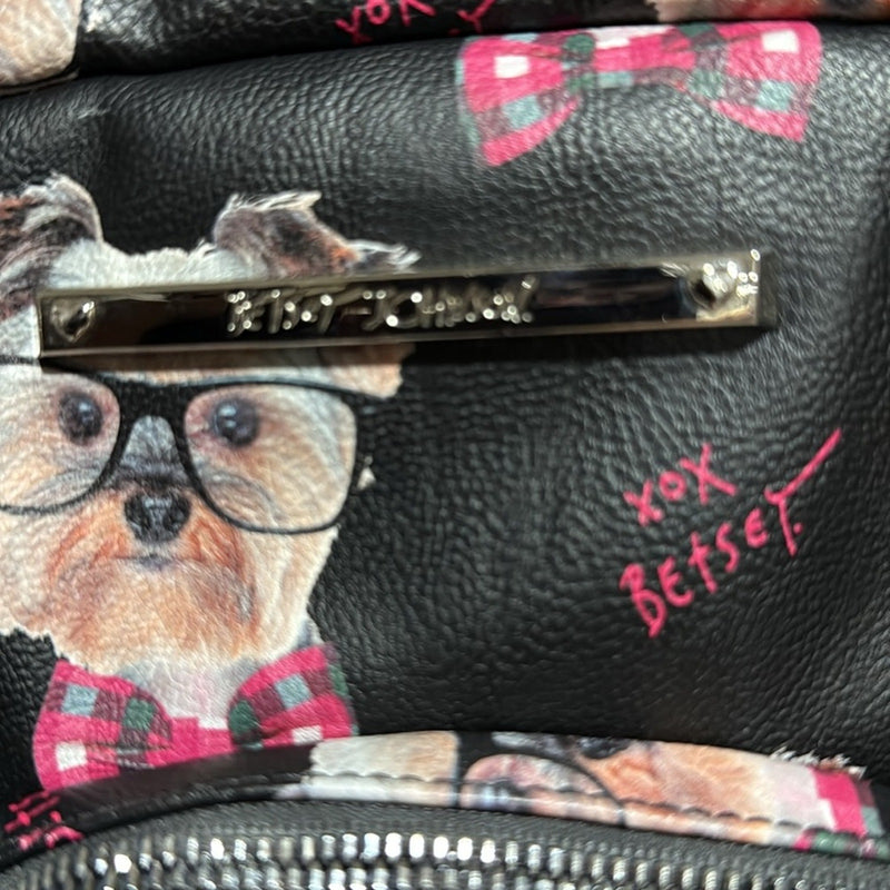 Betsey Johnson Nerdy Dog Doggie Yorkie Bowtie Backpack