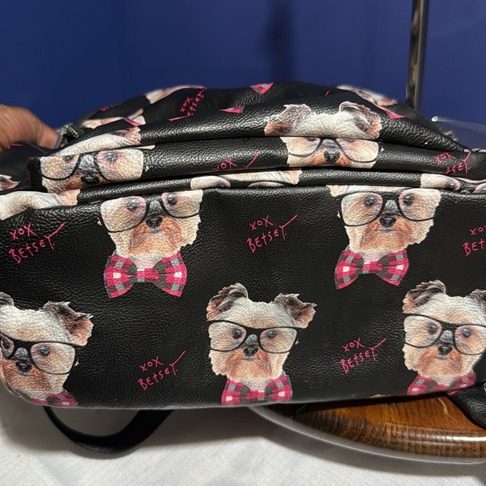 Betsey Johnson Nerdy Dog Doggie Yorkie Bowtie Backpack