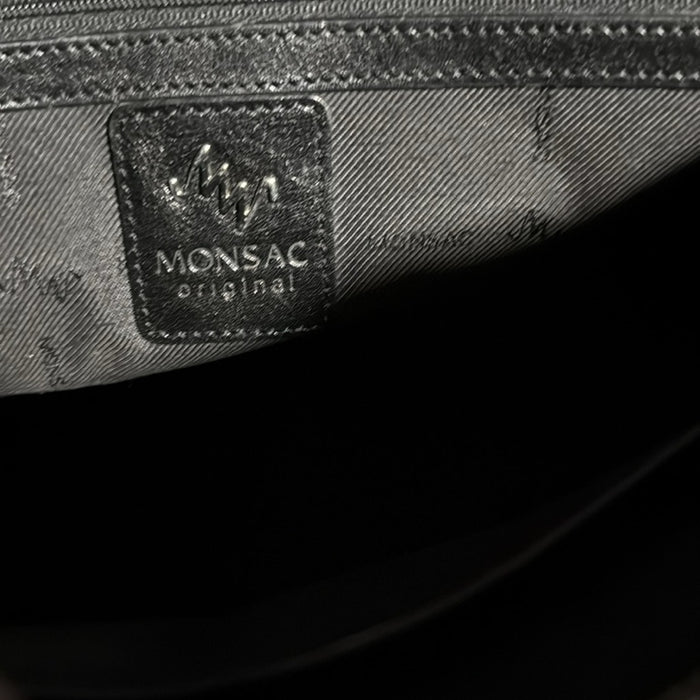 Monsac Classic Black Leather Shoulder Bag