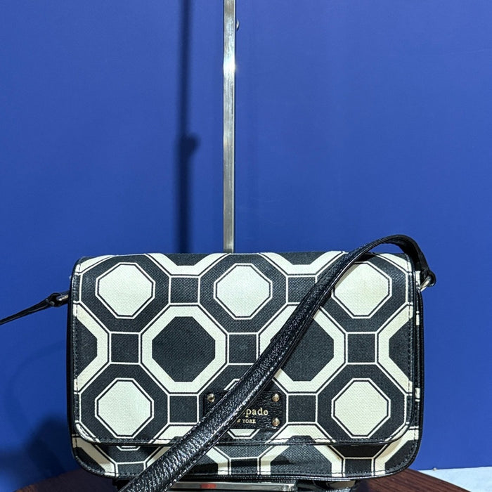 Kate Spade New York Black And White Canvas And Leather Handbag