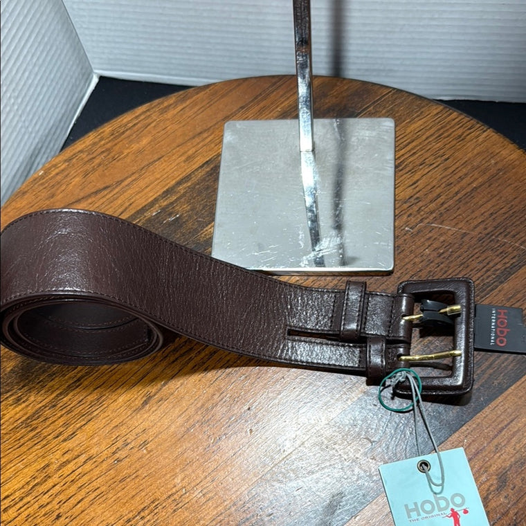 Hobo International Wide Leather Belt with Dual Buckles
