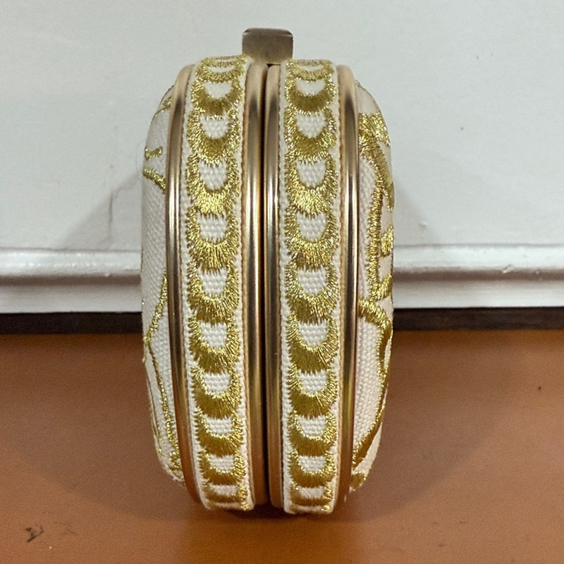 LILLY PULITZER Clutch Crossbody Bag White Gold Mini Evening Purse