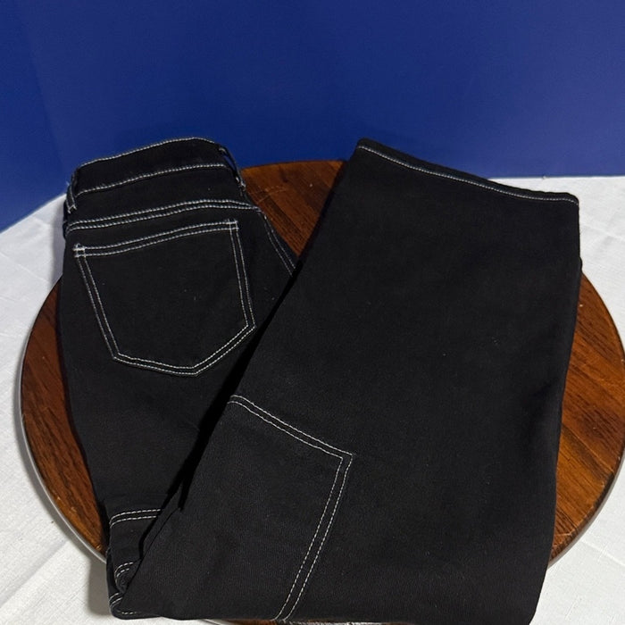 SHEIN High Rise Black Jeans with Contrast Stitching