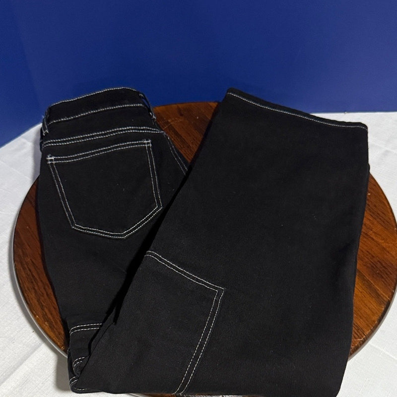 SHEIN High Rise Black Jeans with Contrast Stitching