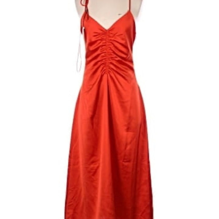 J. Jason Wu orange/red satin midi slip dress