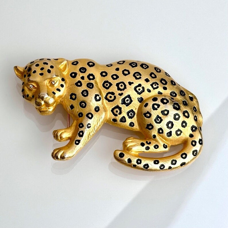 Vintage Doreen Ryan Vintage 90s Leopard Belt Buckle Gold Plated Panther Cat