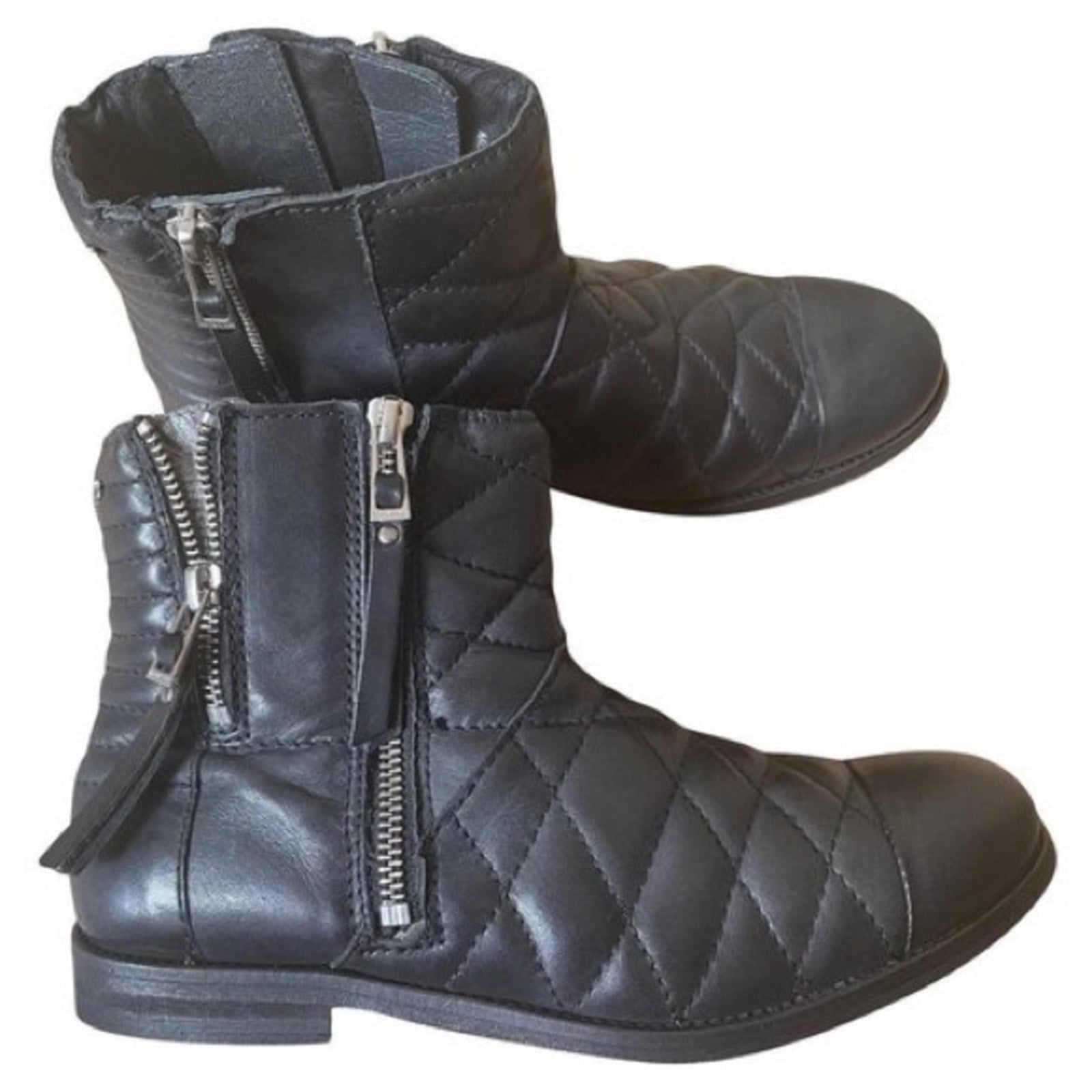 Zadig & Voltaire Ankle Boots, Quilted Leather Presets, Biker, size 38