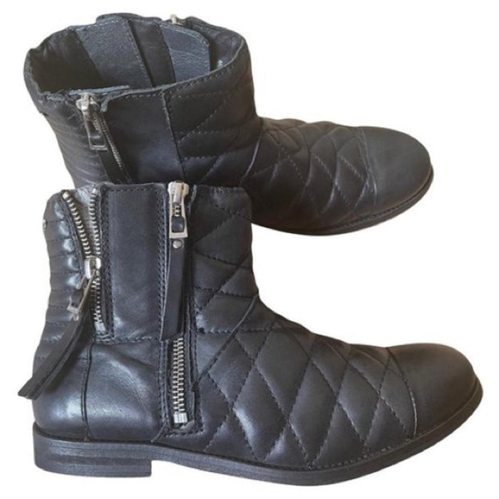 Zadig & Voltaire Ankle Boots, Quilted Leather Presets, Biker, size 38
