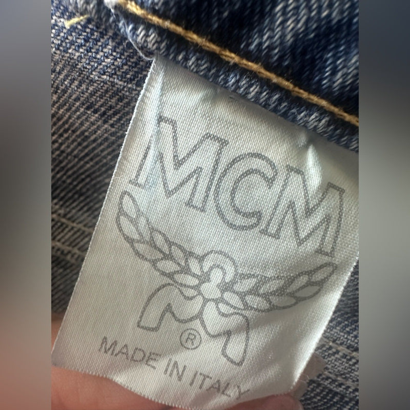 MCM Blue Jeans with Gold Studded Logo