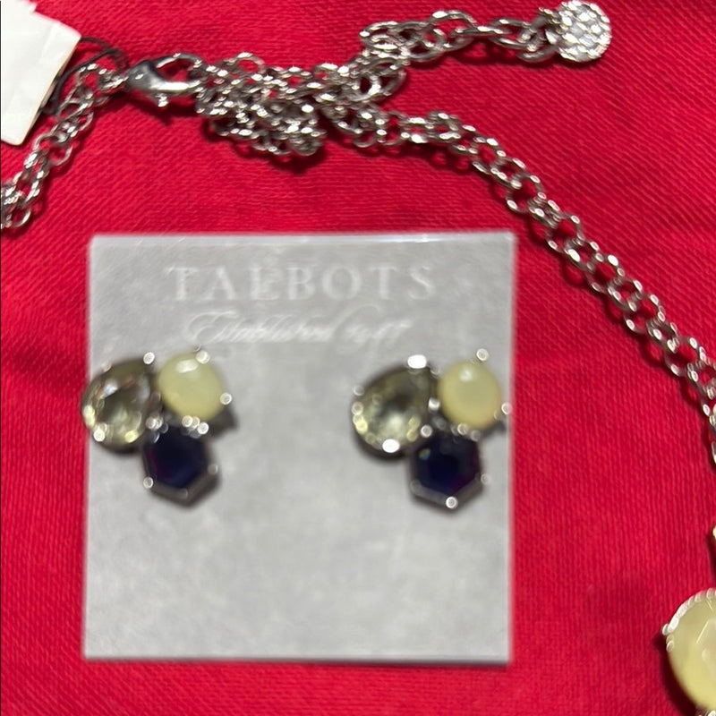 Talbots Silver and Gold Statement Necklace and Earring Set