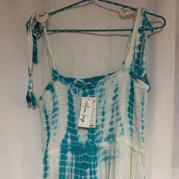Turquoise Tie-Dye Maxi Dress with Adjustable Straps