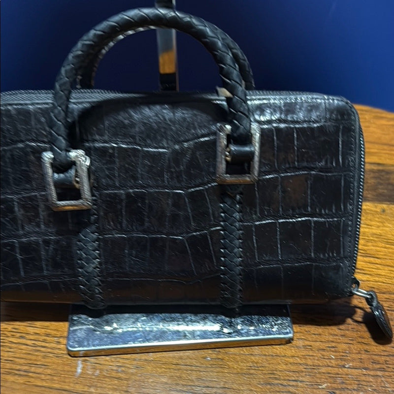 BRIGHTON Gladiola Croc Embossed Leather Wallet Crossbody Organizer