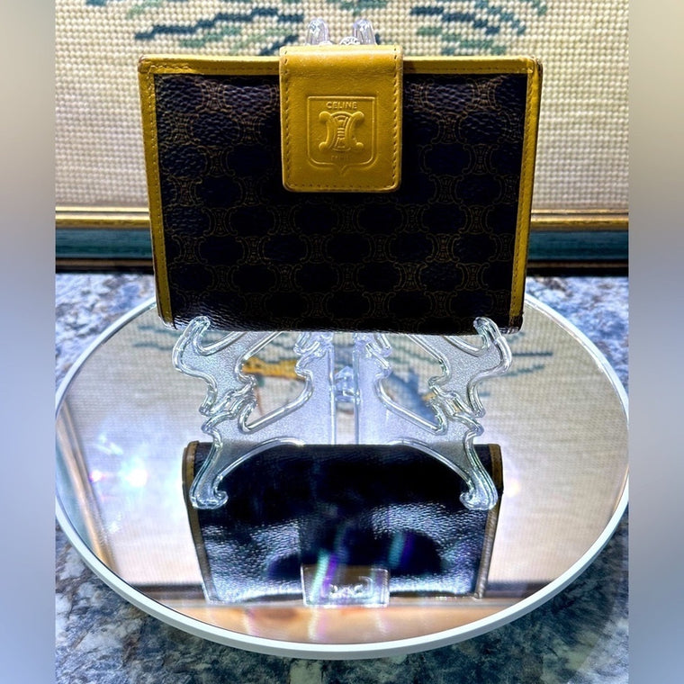 CELINE MACADAM Kiss-lock Wallet Mustard Color