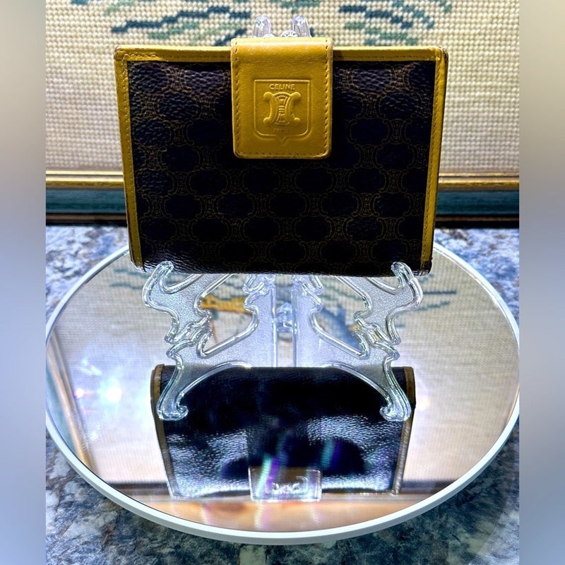 CELINE MACADAM Kiss-lock Wallet Mustard Color